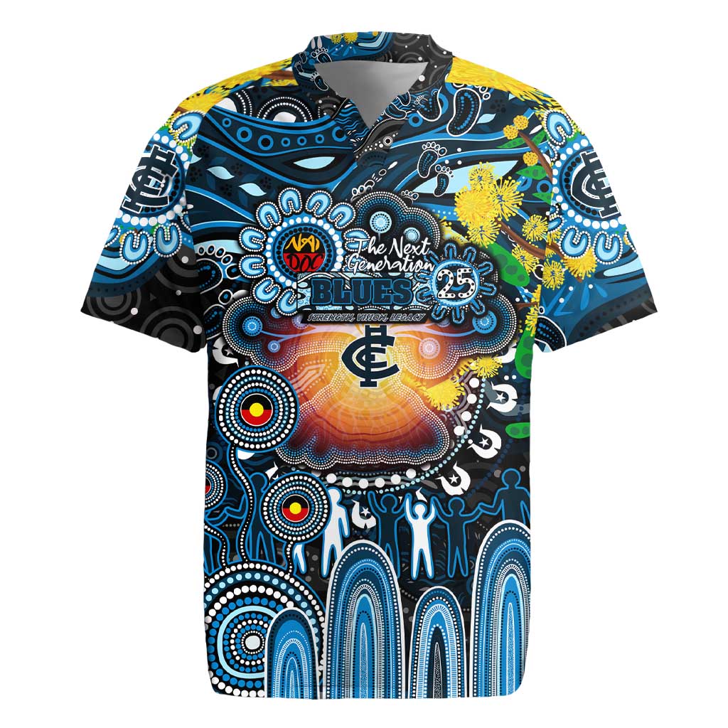 Personalised NAIDOC Week 2025 Blues Football Rugby Jersey Aboriginal Dot Painting