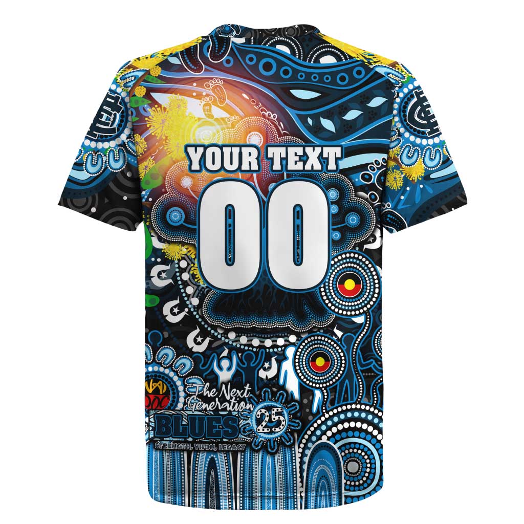 Personalised NAIDOC Week 2025 Blues Football Rugby Jersey Aboriginal Dot Painting
