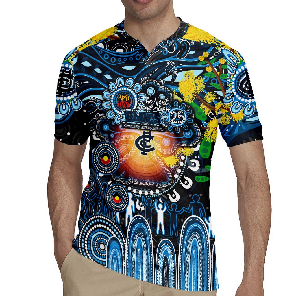 Personalised NAIDOC Week 2025 Blues Football Rugby Jersey Aboriginal Dot Painting