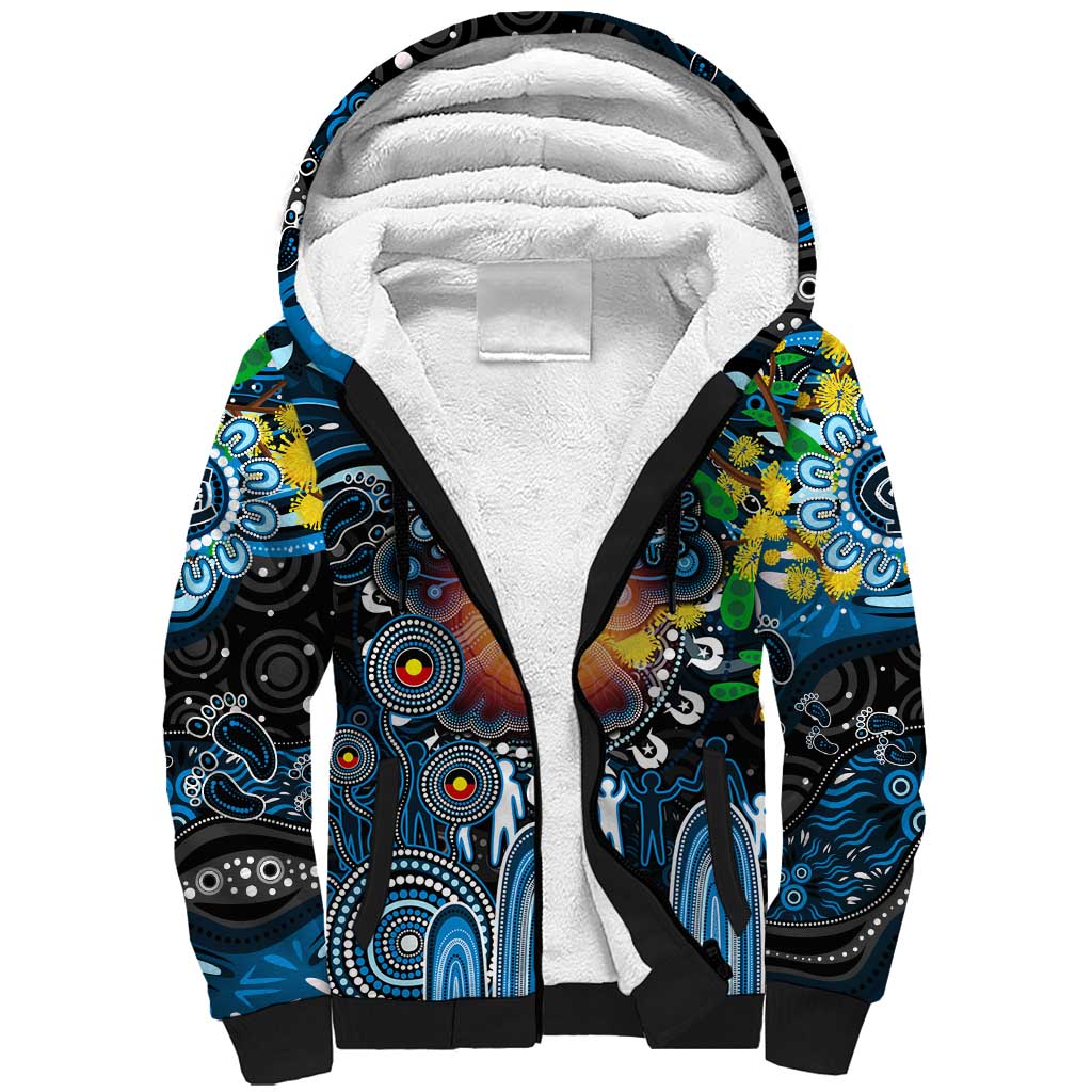 Personalised NAIDOC Week 2025 Blues Football Sherpa Hoodie Aboriginal Dot Painting