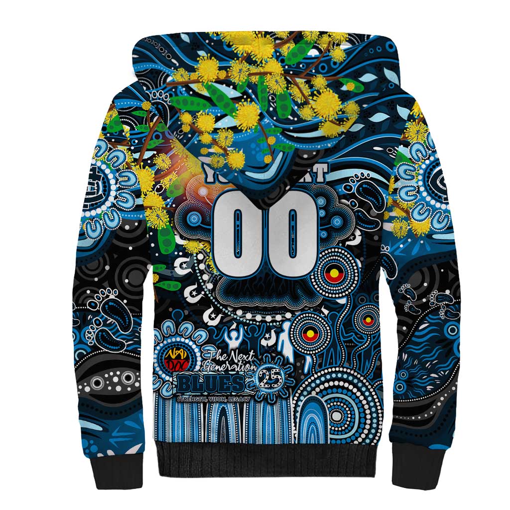 Personalised NAIDOC Week 2025 Blues Football Sherpa Hoodie Aboriginal Dot Painting