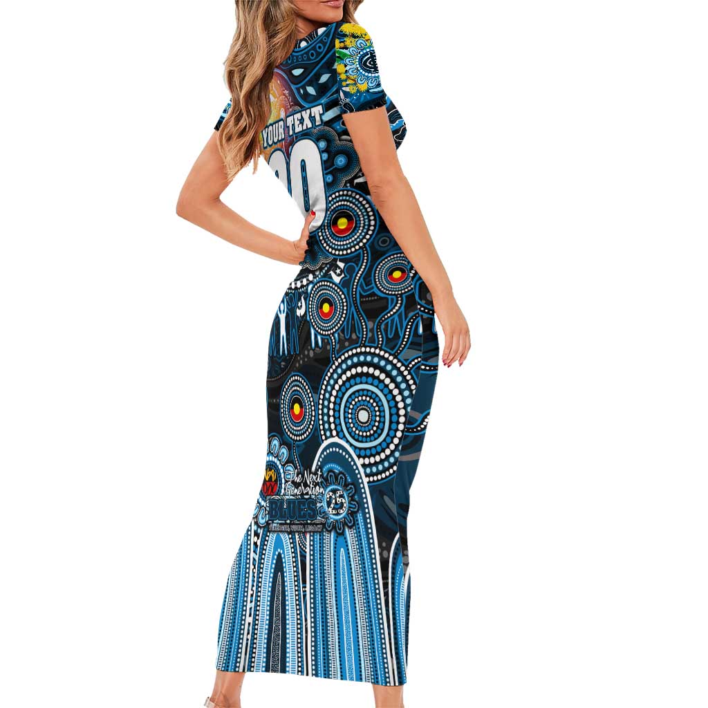 Personalised NAIDOC Week 2025 Blues Football Short Sleeve Bodycon Dress Aboriginal Dot Painting