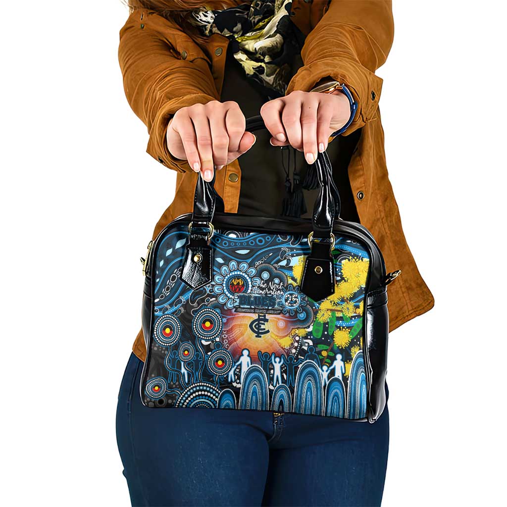NAIDOC Week 2025 Blues Football Shoulder Handbag Aboriginal Dot Painting
