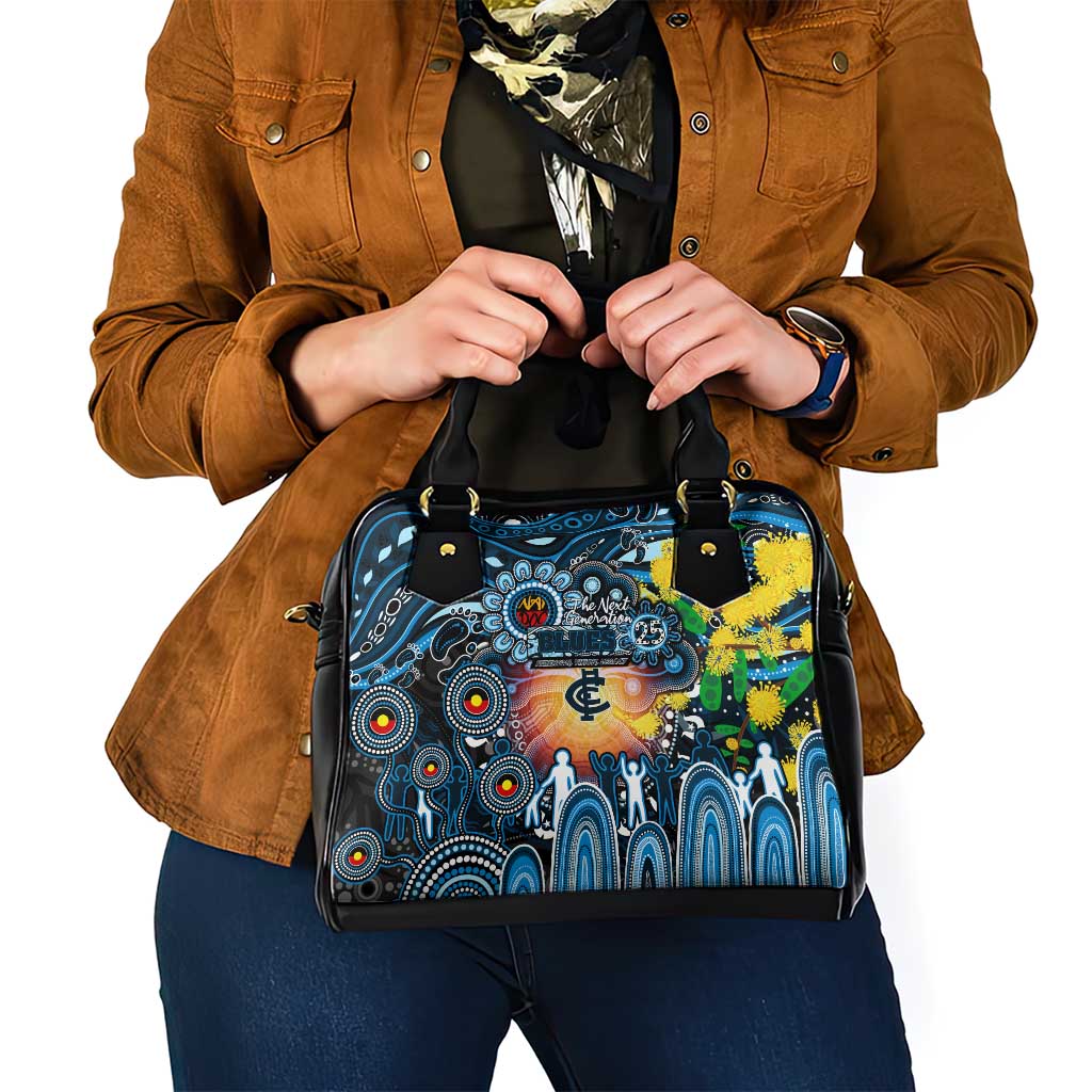 NAIDOC Week 2025 Blues Football Shoulder Handbag Aboriginal Dot Painting