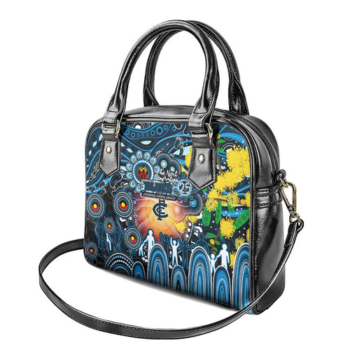 NAIDOC Week 2025 Blues Football Shoulder Handbag Aboriginal Dot Painting