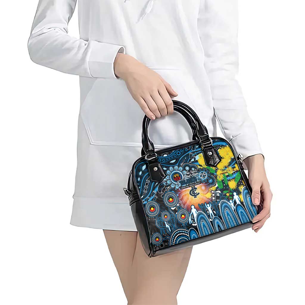 NAIDOC Week 2025 Blues Football Shoulder Handbag Aboriginal Dot Painting