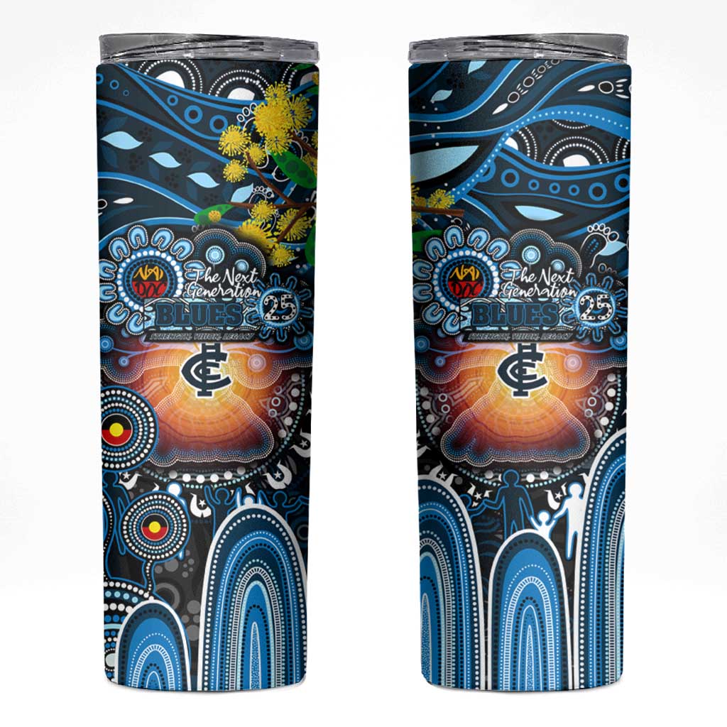 NAIDOC Week 2025 Blues Football Skinny Tumbler Aboriginal Dot Painting