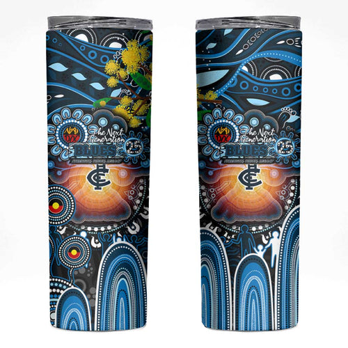 NAIDOC Week 2025 Blues Football Skinny Tumbler Aboriginal Dot Painting