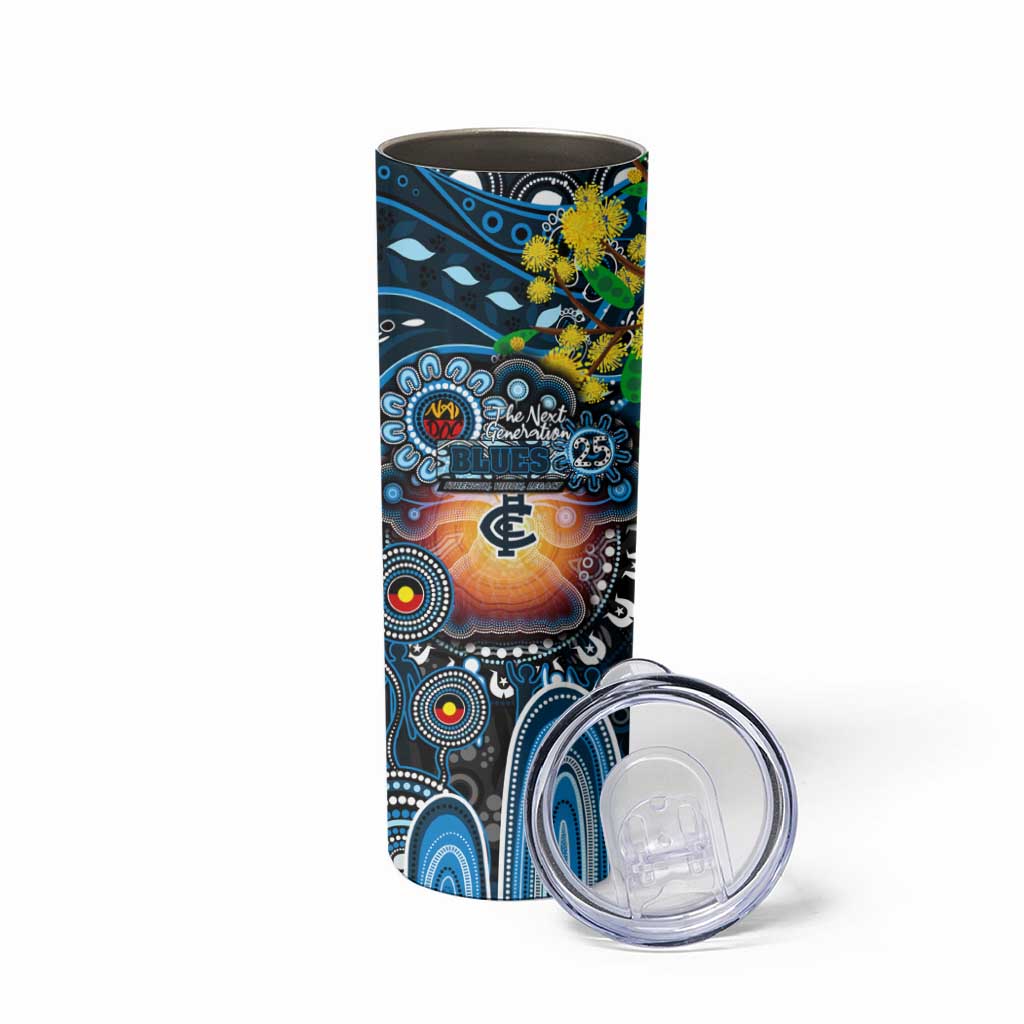 NAIDOC Week 2025 Blues Football Skinny Tumbler Aboriginal Dot Painting