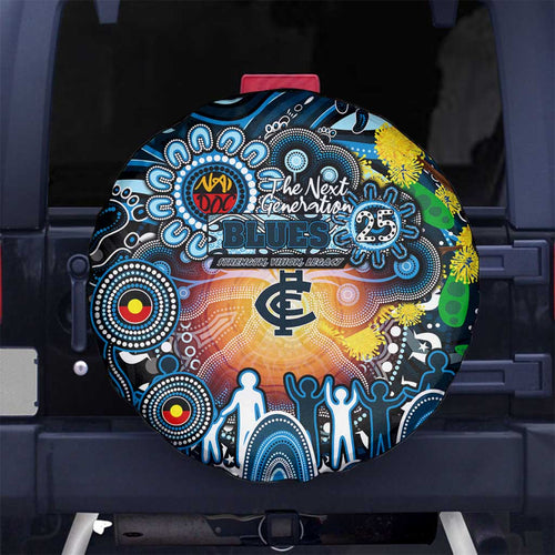 NAIDOC Week 2025 Blues Football Spare Tire Cover Aboriginal Dot Painting
