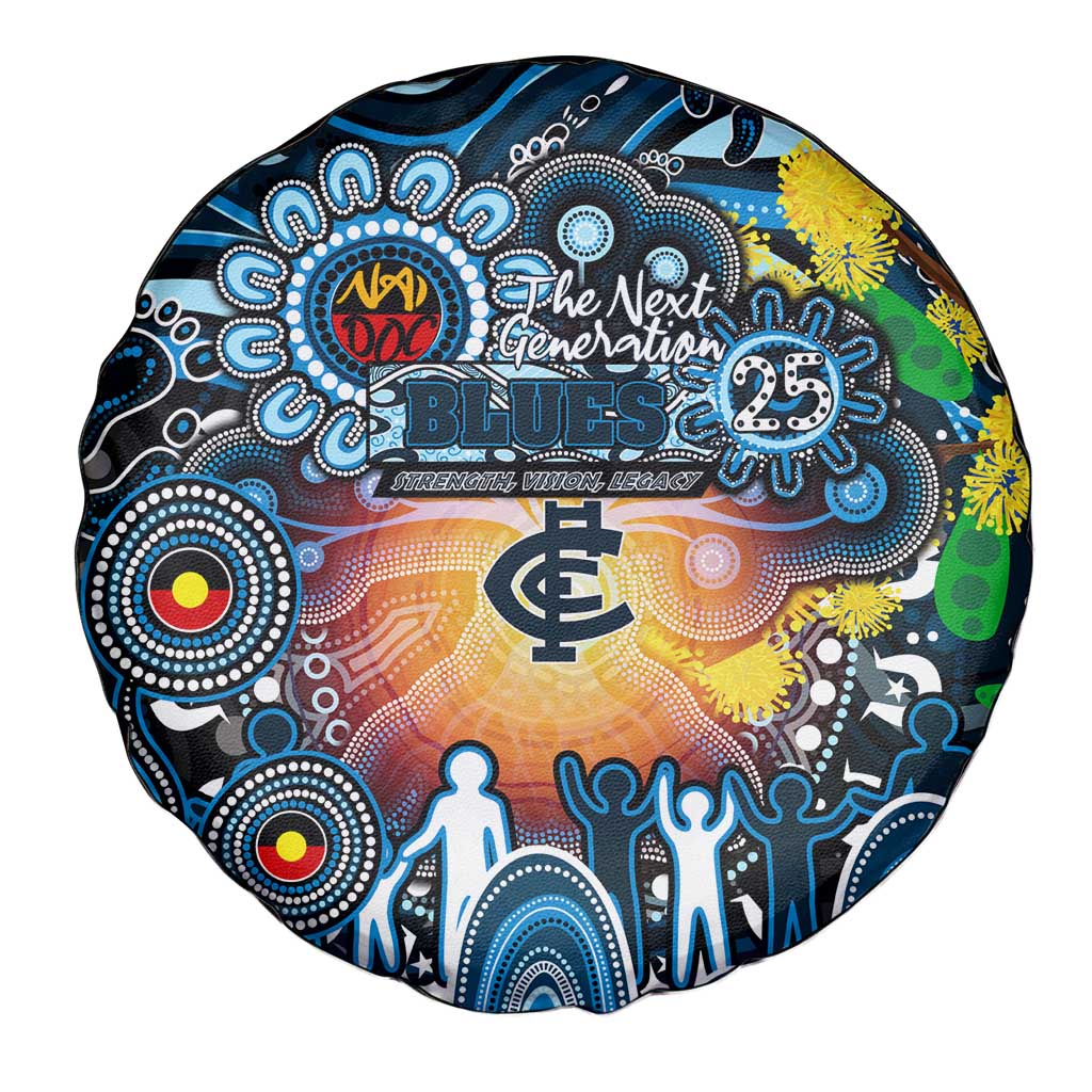 NAIDOC Week 2025 Blues Football Spare Tire Cover Aboriginal Dot Painting
