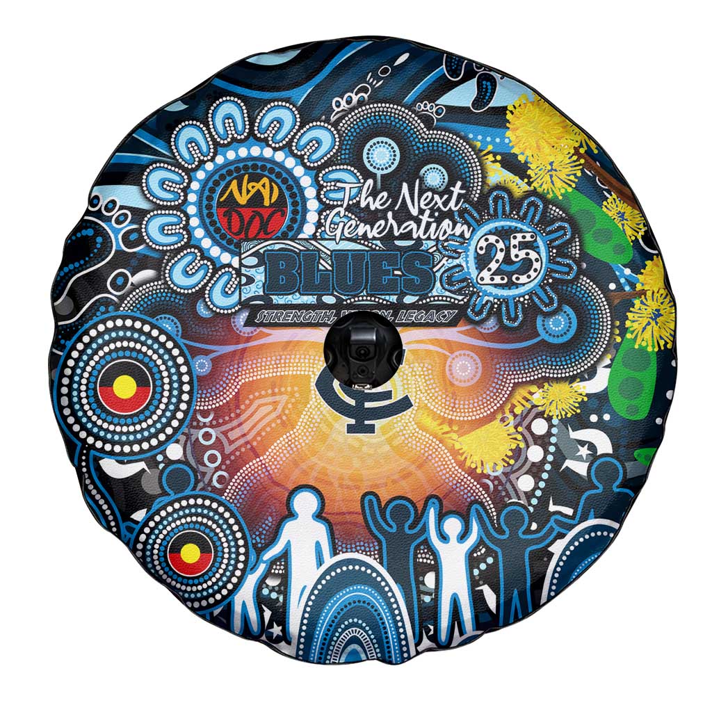 NAIDOC Week 2025 Blues Football Spare Tire Cover Aboriginal Dot Painting