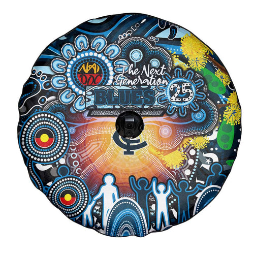 NAIDOC Week 2025 Blues Football Spare Tire Cover Aboriginal Dot Painting