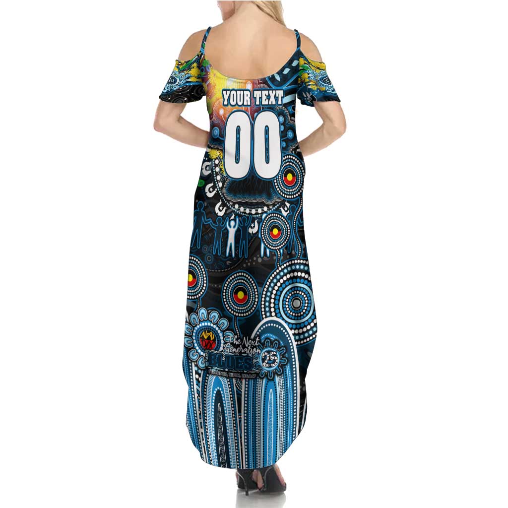 Personalised NAIDOC Week 2025 Blues Football Summer Maxi Dress Aboriginal Dot Painting