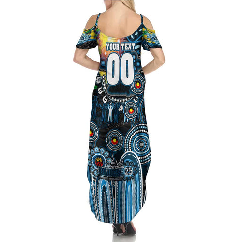 Personalised NAIDOC Week 2025 Blues Football Summer Maxi Dress Aboriginal Dot Painting