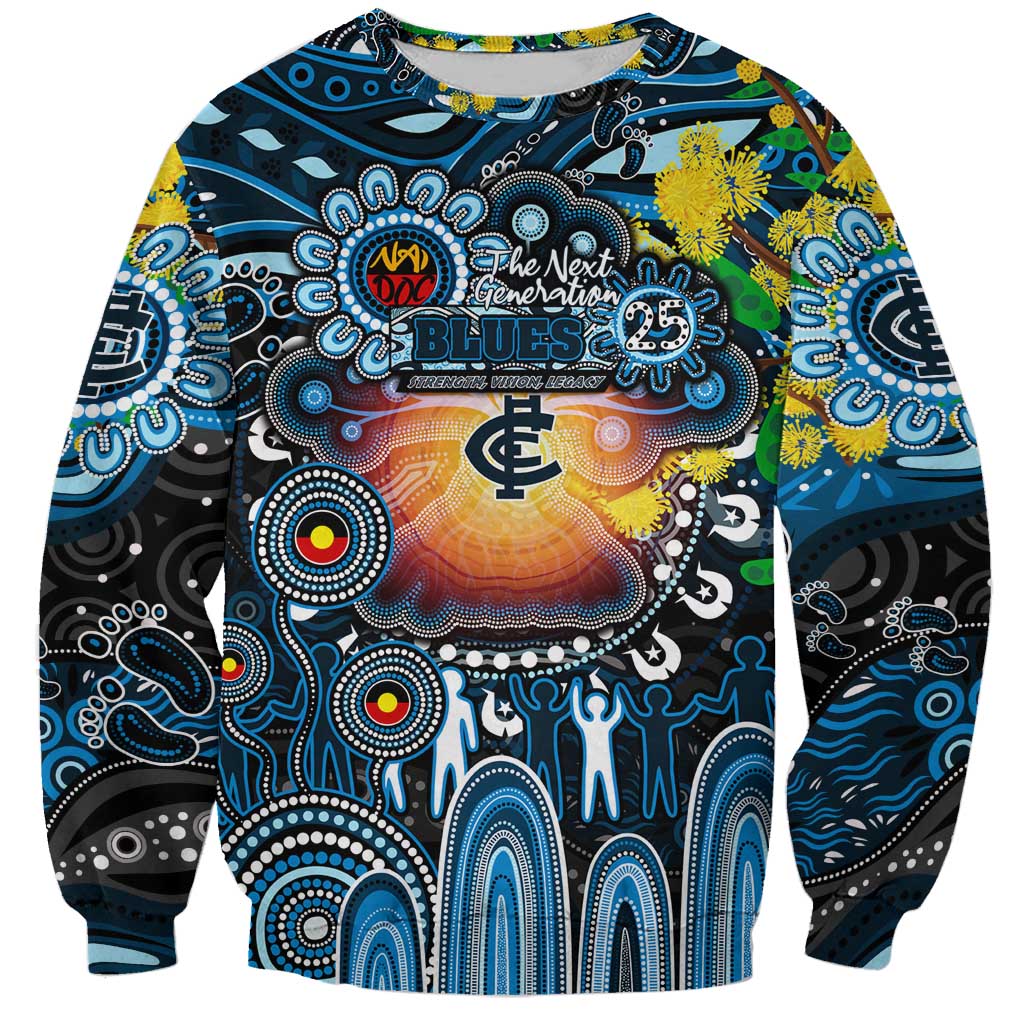Personalised NAIDOC Week 2025 Blues Football Sweatshirt Aboriginal Dot Painting