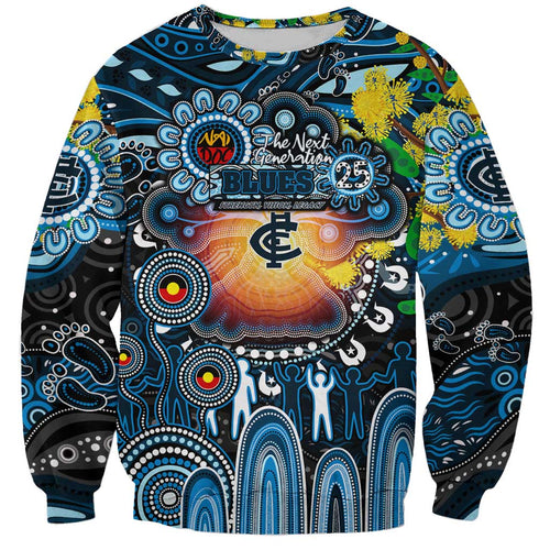 Personalised NAIDOC Week 2025 Blues Football Sweatshirt Aboriginal Dot Painting
