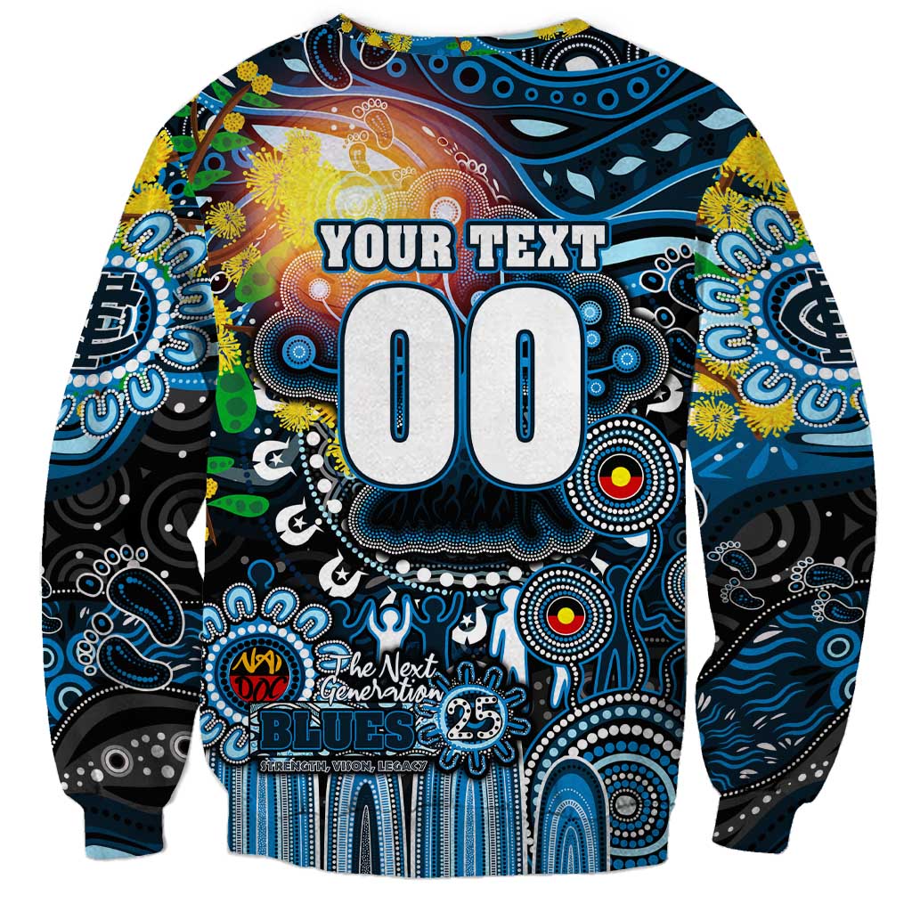 Personalised NAIDOC Week 2025 Blues Football Sweatshirt Aboriginal Dot Painting