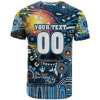 Personalised NAIDOC Week 2025 Blues Football T Shirt Aboriginal Dot Painting