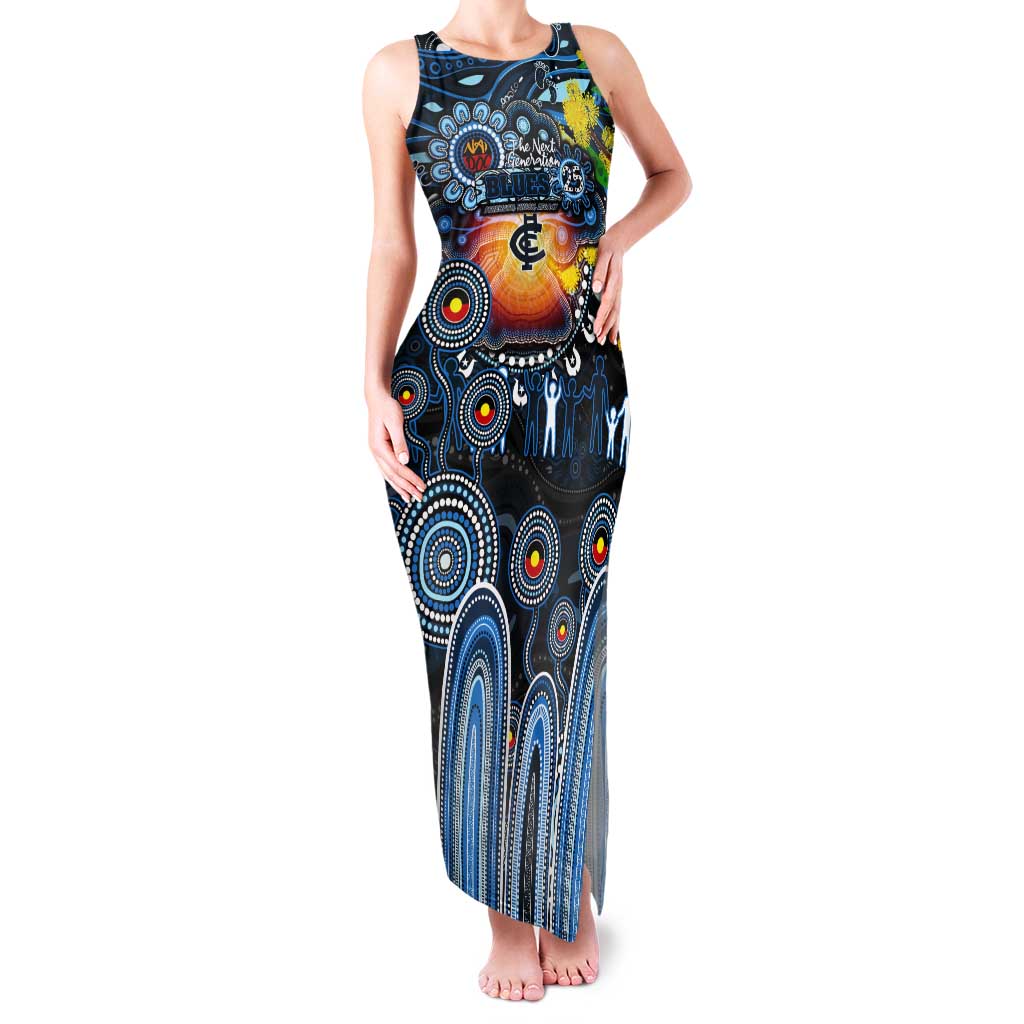 Personalised NAIDOC Week 2025 Blues Football Tank Maxi Dress Aboriginal Dot Painting