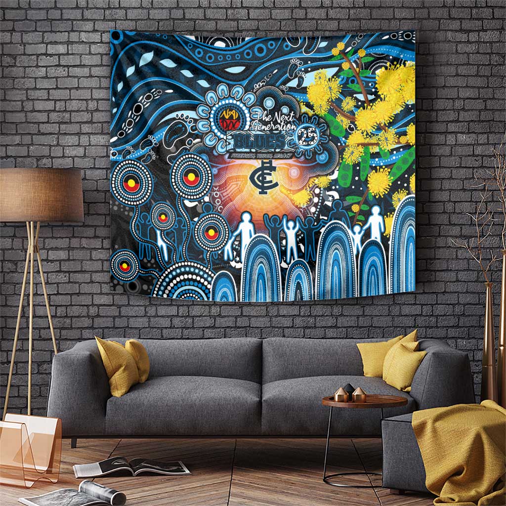 NAIDOC Week 2025 Blues Football Tapestry Aboriginal Dot Painting