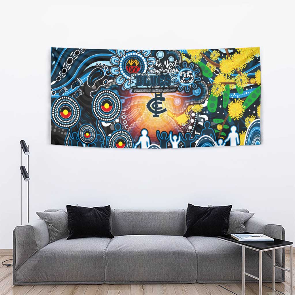 NAIDOC Week 2025 Blues Football Tapestry Aboriginal Dot Painting
