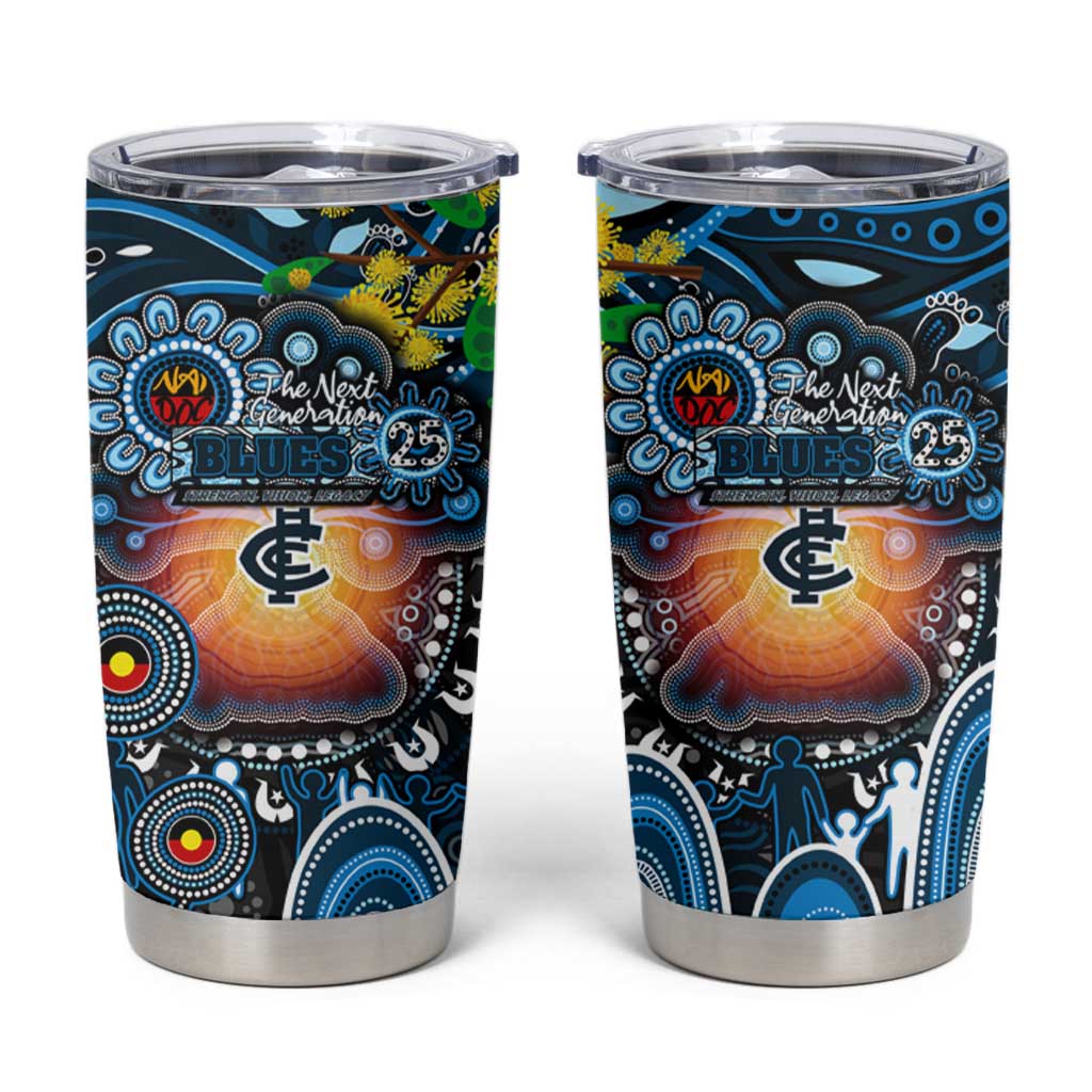 NAIDOC Week 2025 Blues Football Tumbler Cup Aboriginal Dot Painting