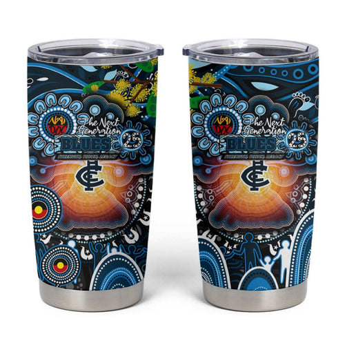 NAIDOC Week 2025 Blues Football Tumbler Cup Aboriginal Dot Painting