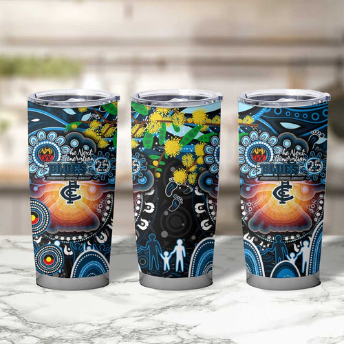 NAIDOC Week 2025 Blues Football Tumbler Cup Aboriginal Dot Painting