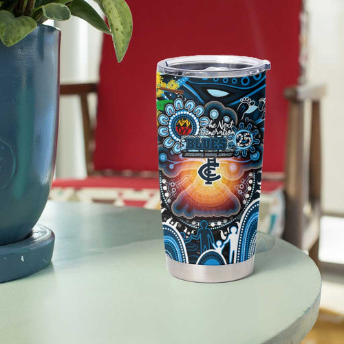 NAIDOC Week 2025 Blues Football Tumbler Cup Aboriginal Dot Painting