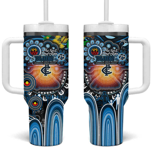 NAIDOC Week 2025 Blues Football Tumbler With Handle Aboriginal Dot Painting