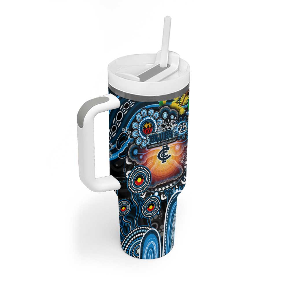 NAIDOC Week 2025 Blues Football Tumbler With Handle Aboriginal Dot Painting
