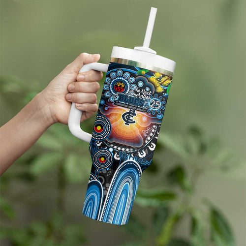 NAIDOC Week 2025 Blues Football Tumbler With Handle Aboriginal Dot Painting