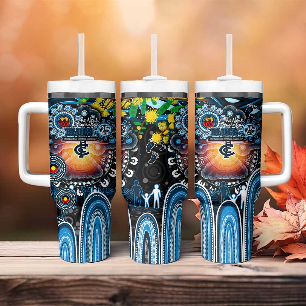 NAIDOC Week 2025 Blues Football Tumbler With Handle Aboriginal Dot Painting