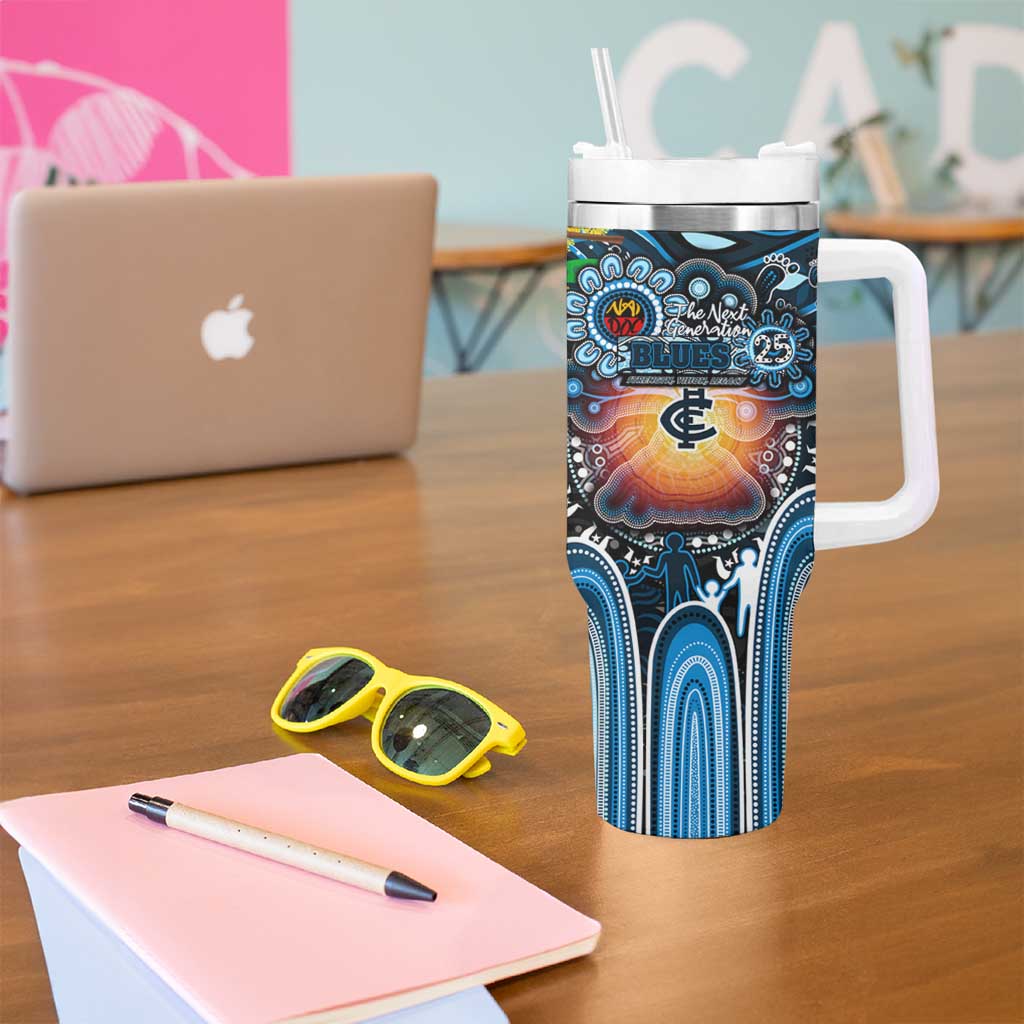 NAIDOC Week 2025 Blues Football Tumbler With Handle Aboriginal Dot Painting