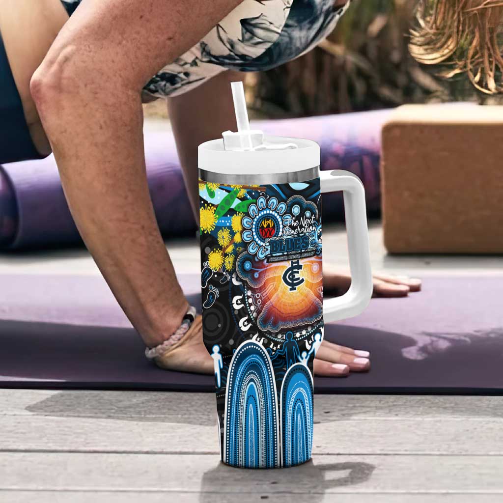 NAIDOC Week 2025 Blues Football Tumbler With Handle Aboriginal Dot Painting