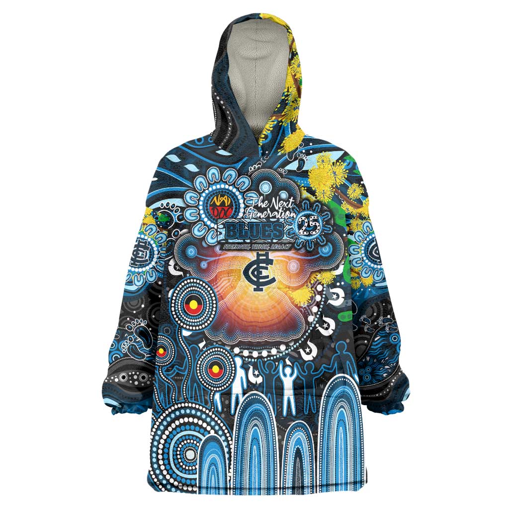 Personalised NAIDOC Week 2025 Blues Football Wearable Blanket Hoodie Aboriginal Dot Painting