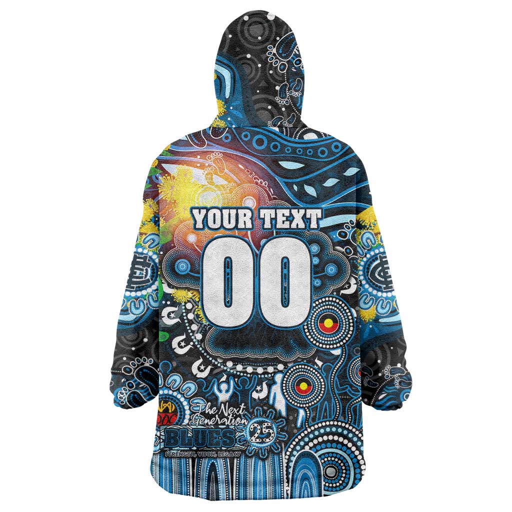 Personalised NAIDOC Week 2025 Blues Football Wearable Blanket Hoodie Aboriginal Dot Painting