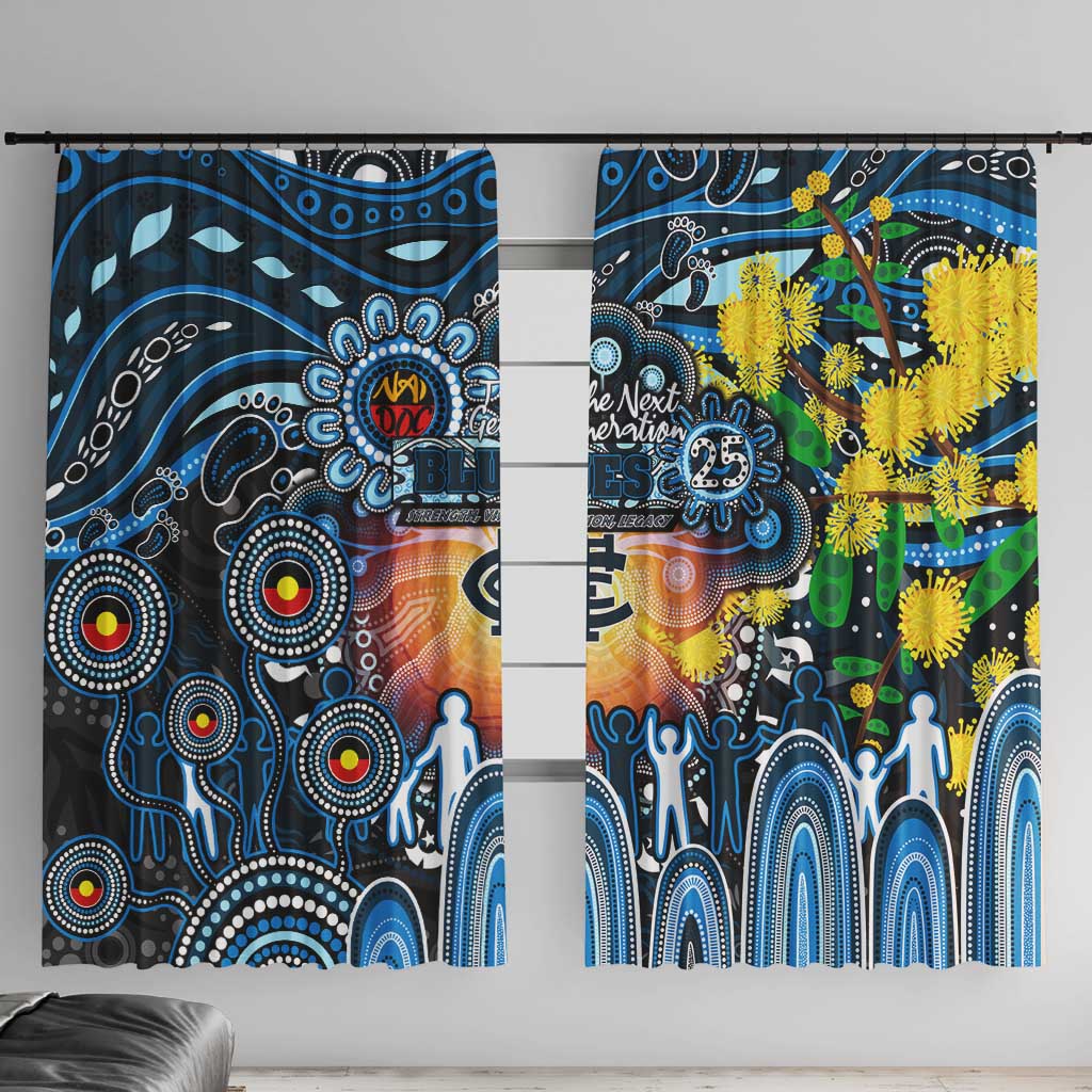 NAIDOC Week 2025 Blues Football Window Curtain Aboriginal Dot Painting