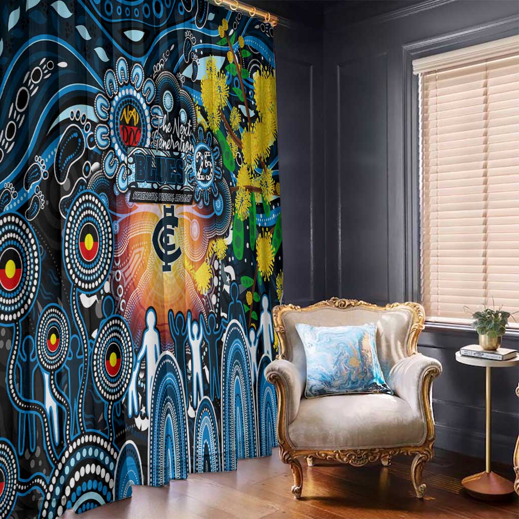 NAIDOC Week 2025 Blues Football Window Curtain Aboriginal Dot Painting
