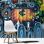 NAIDOC Week 2025 Blues Football Window Curtain Aboriginal Dot Painting