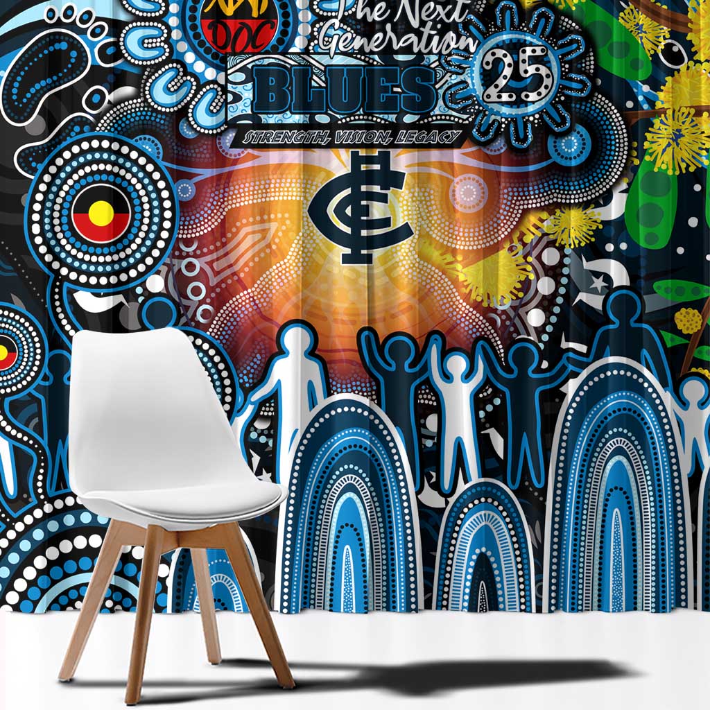 NAIDOC Week 2025 Blues Football Window Curtain Aboriginal Dot Painting