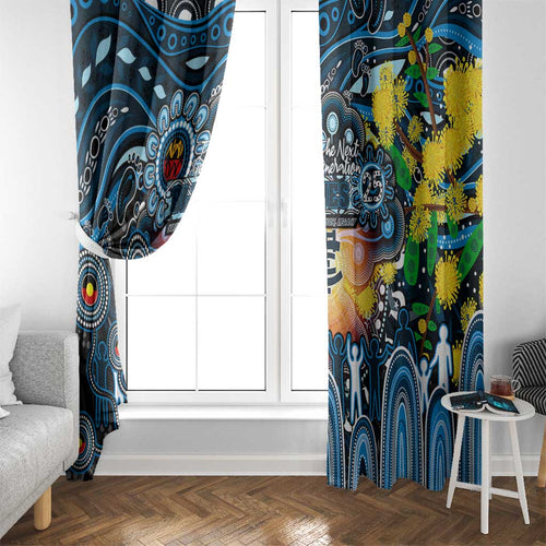 NAIDOC Week 2025 Blues Football Window Curtain Aboriginal Dot Painting