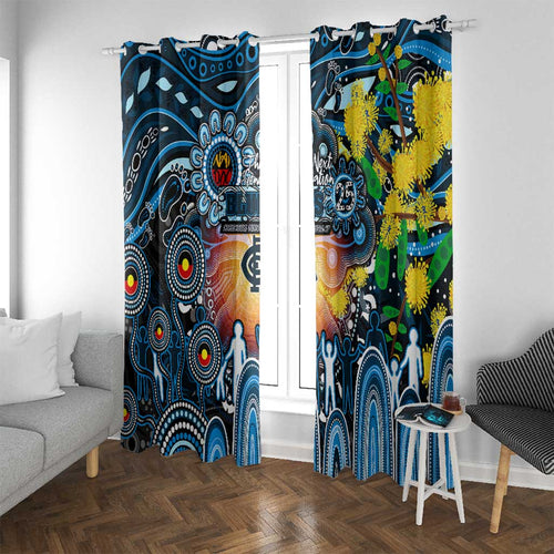NAIDOC Week 2025 Blues Football Window Curtain Aboriginal Dot Painting