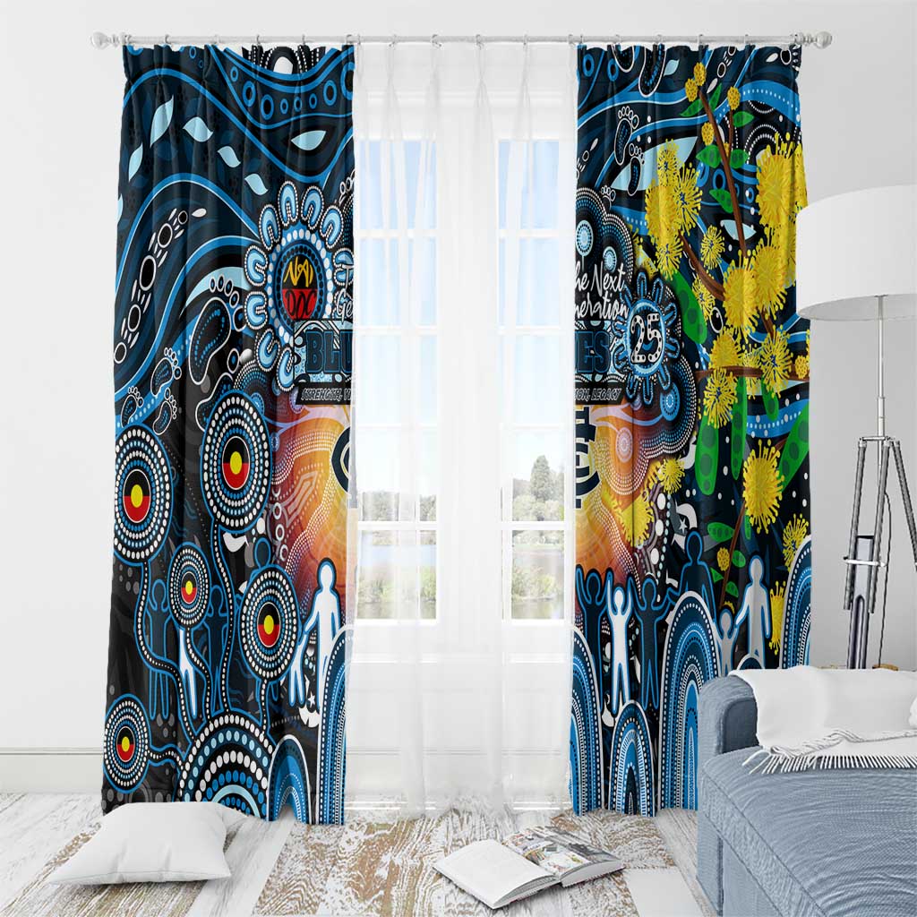 NAIDOC Week 2025 Blues Football Window Curtain Aboriginal Dot Painting