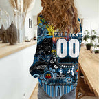 Personalised NAIDOC Week 2025 Blues Football Women Casual Shirt Aboriginal Dot Painting