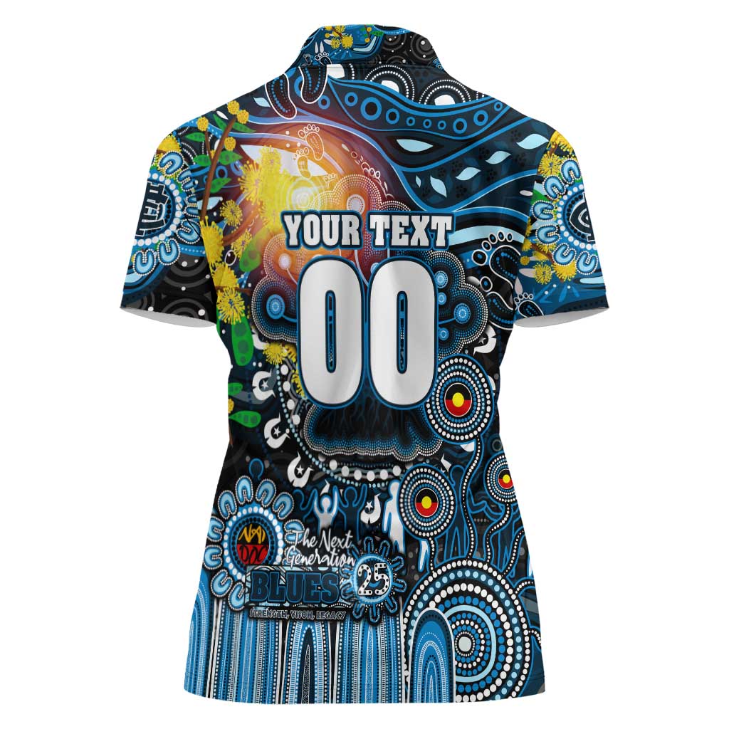 Personalised NAIDOC Week 2025 Blues Football Women Polo Shirt Aboriginal Dot Painting