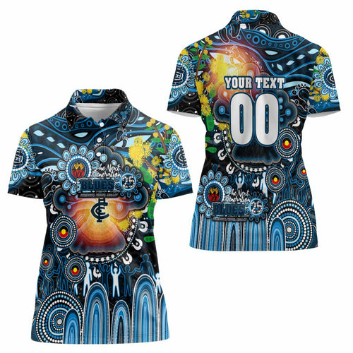 Personalised NAIDOC Week 2025 Blues Football Women Polo Shirt Aboriginal Dot Painting