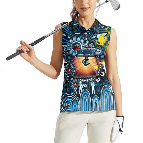 Personalised NAIDOC Week 2025 Blues Football Women Sleeveless Polo Shirt Aboriginal Dot Painting