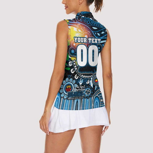 Personalised NAIDOC Week 2025 Blues Football Women Sleeveless Polo Shirt Aboriginal Dot Painting